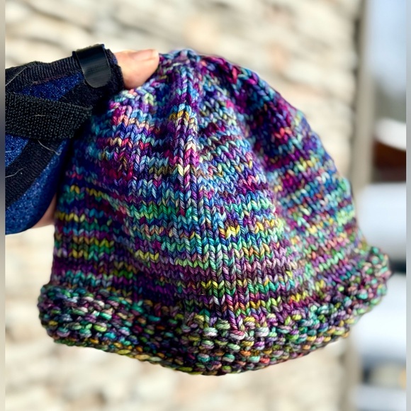 Malabrigo Wool Beanie Handmade | Multicolor Knit Hat | Merino Winter Hat | OOAK - Picture 5 of 16